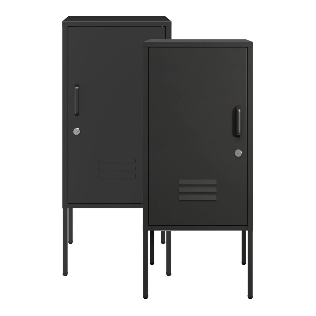 Set di 2 Comodini Hausjärvi con Anta a Destra e Sinistra 82 x 35 x 35 cm - Nero [en.casa]