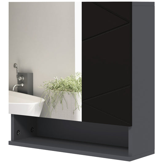 Specchio Armadietto da Bagno Pensile 2 Ante 55x17x55 cm in Legno Nero