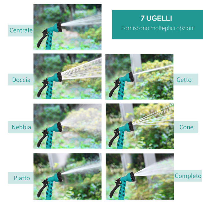 Avvolgitubo Automatico a Parete 44x22.5x41 cm con 7 Modalità di Irrigazione in Plastica Nero e Verde