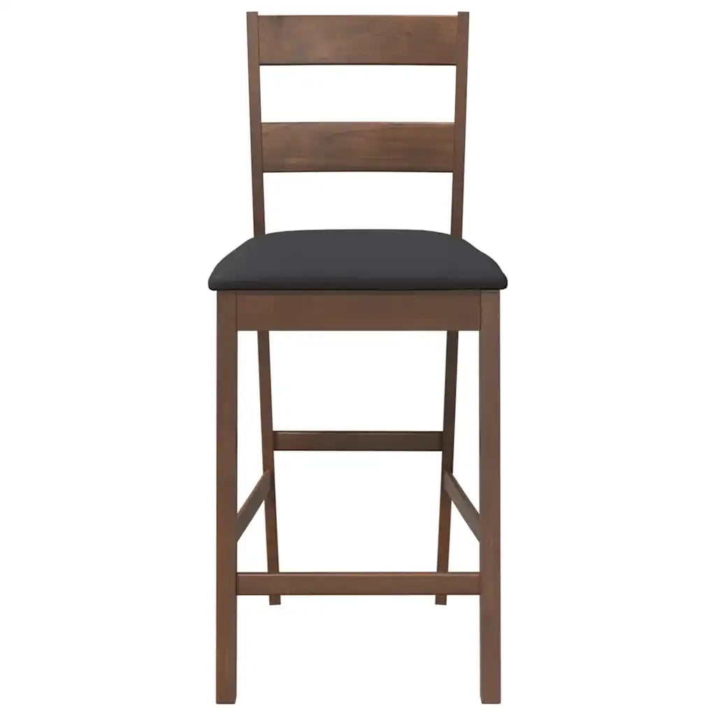 Sgabelli da Bar con Cuscini 2pz Marrone Legno Massello di Hevea 4102556
