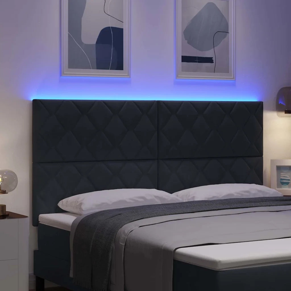 Testiera LED Grigio scuro 180 cm Velluto 3338548