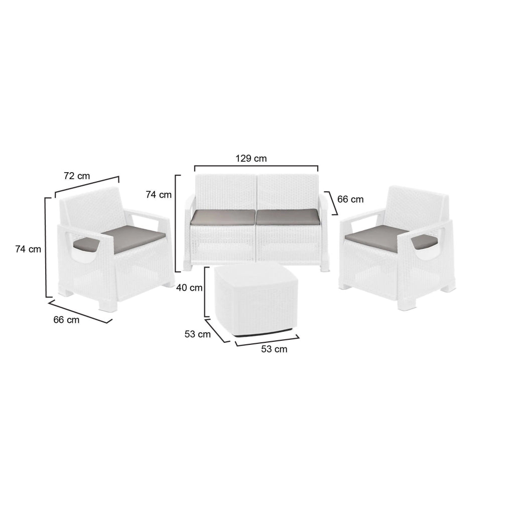 Salottino Outdoor Triulzi, set Salotto da Esterno 4 Posti Made in Italy, Bianco