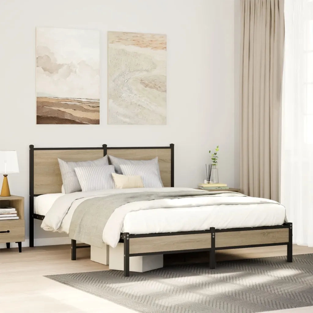 Giroletto senza Materaso in Metallo Rovere Sonoma 150x200 cm 4007870