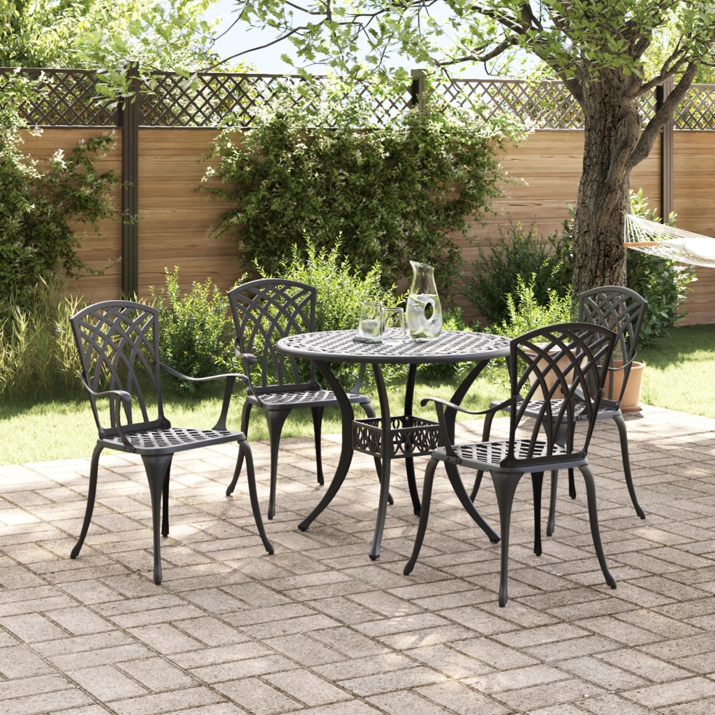 Set da pranzo da giardino 5 pezzi  in alluminio nero