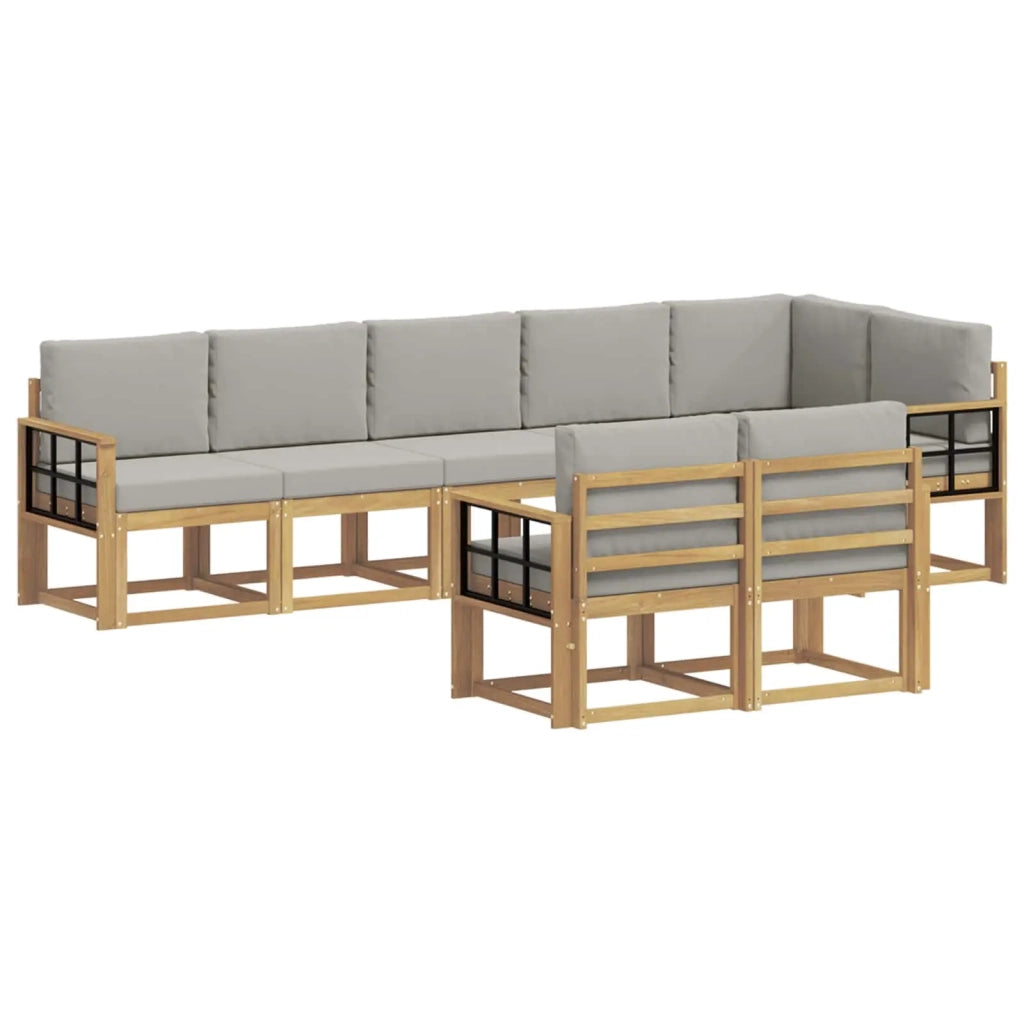 Set di divani da esterno 8 pcs Bianco e Grigio Chiaro 3387815