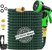 Aggiornamento di tubo serpentina flessibile per giardino con 10 getti funzionali, tubo serpentina flessibile leggero e pieghevole, connessione in rame robusta e nucleo in lattice a 4 strati, per lavaggio e scarico, 15 m