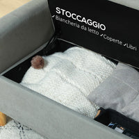 Divano 2 Posti 140x72x82 cm con Vano Contenitore Effetto Velluto Grigio