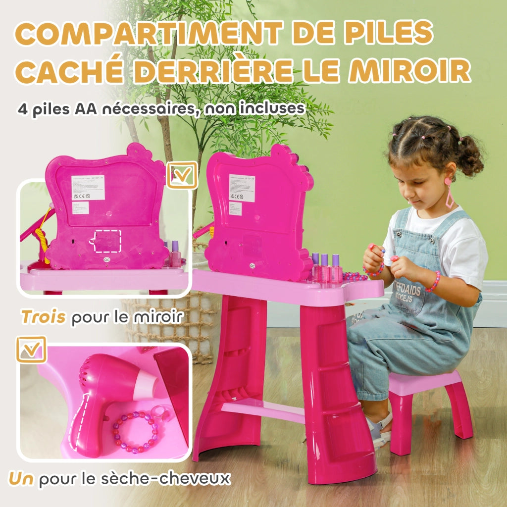 Cameretta bambina con toeletta, specchio, luci, musica, microfono, phon e ripiani ¨C zephmum ¨C rosa
