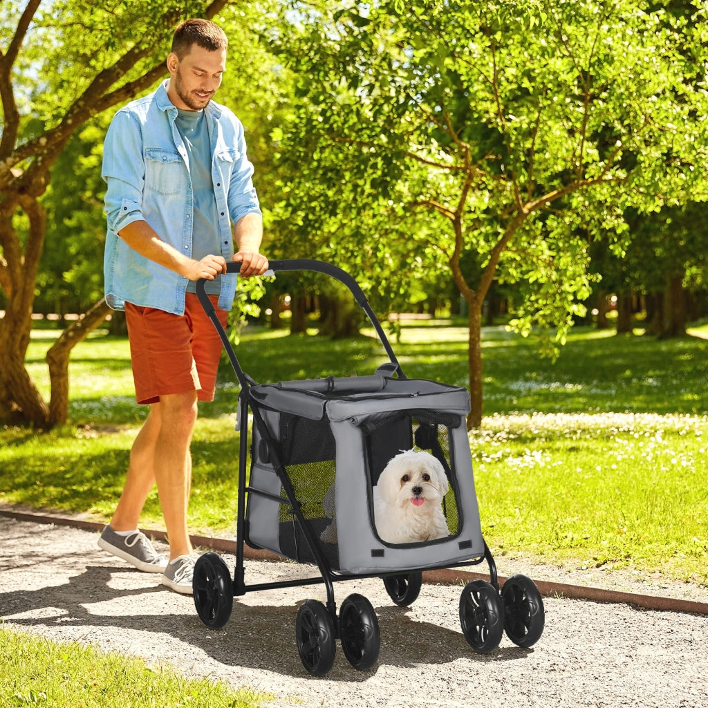 Carrello per Cani con Cuscini ¨C zephmum ¨C Grigio 102x62x105 cm