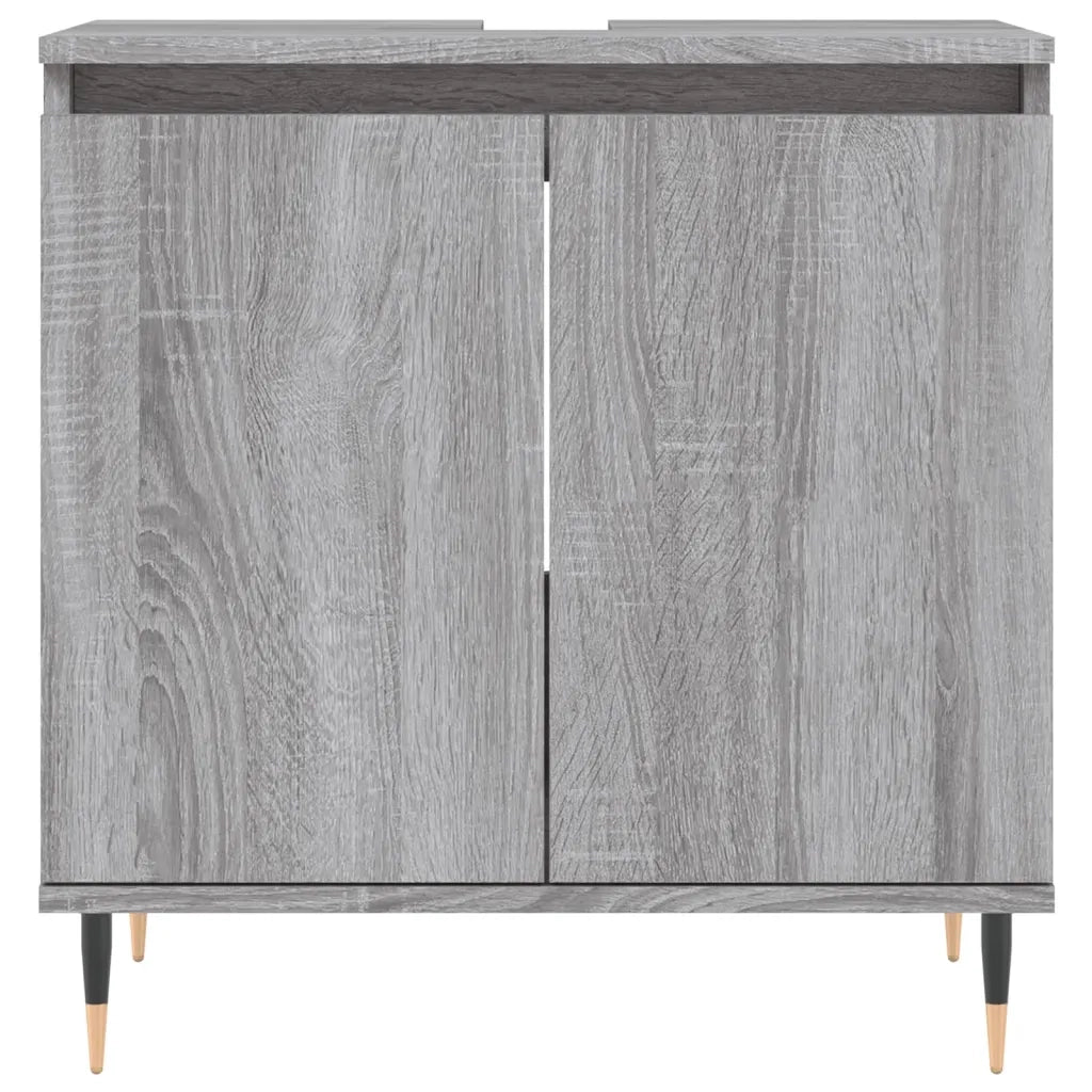 Set Mobili da Bagno | Armadio da bagno 3 pz Grigio Sonoma in Legno Multistrato