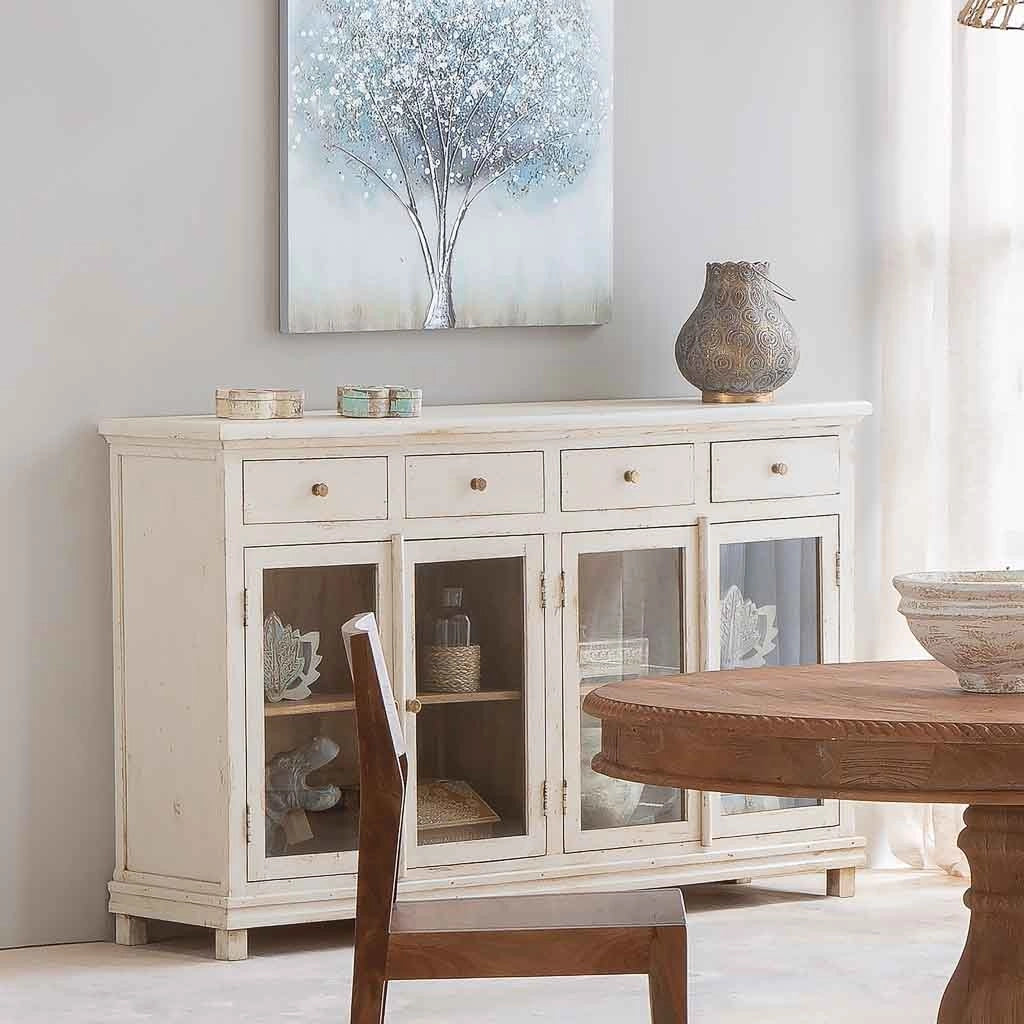 Credenza in legno beige, 160x40x100 cm