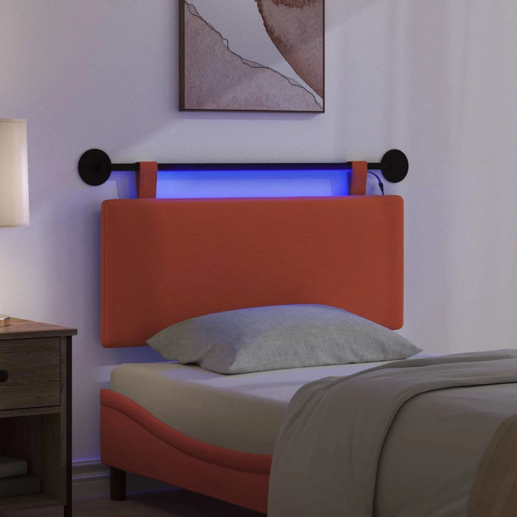 Testiera | Testata sospesa Con luce LED Rosso Arancio Tessuto in Cords