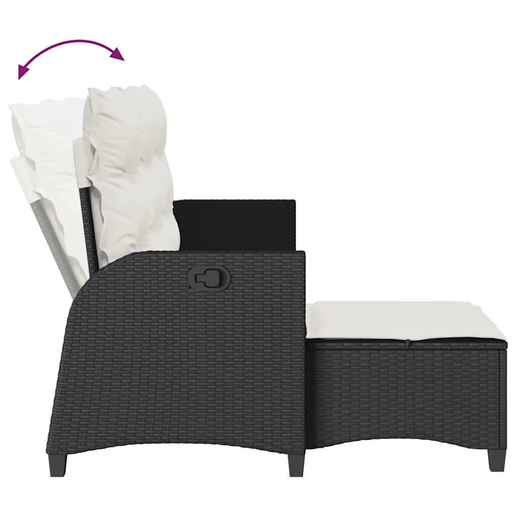 Divano da Giardino Reclinabile a L con Cuscini Nero Polyrattan 4108238