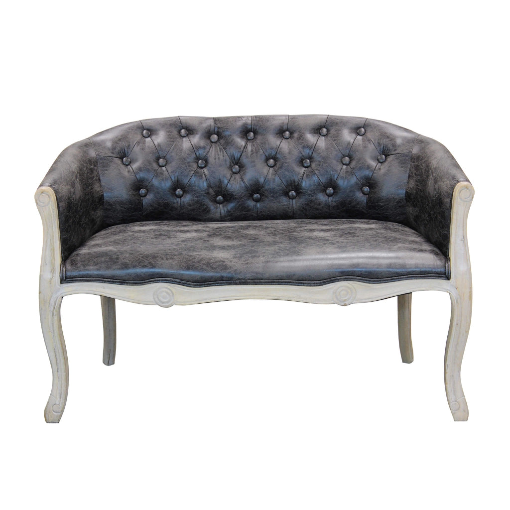 DIVANO COLEMAN IN ECOPELLE VINTAGE GRIGIO CON GAMBE ANTICATE
