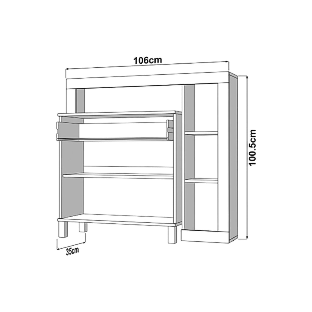 Madia Banos, Credenza un Cassetto, 106x35x101h cm Bianco