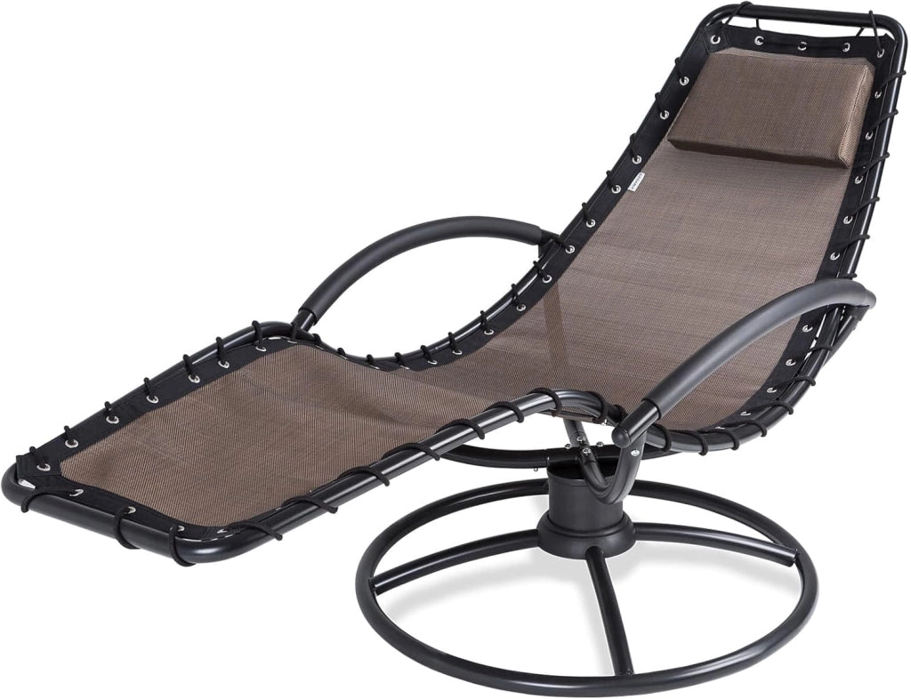 ® Sedia Relax Poltrona a Dondolo Sdraio Ergonomica Oscilla a 360° Incl. Poggiatesta Acciaio Salotto Esterno Interno Sedie Lettino Giardino