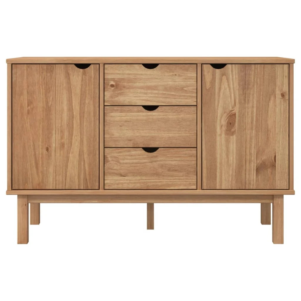 Buffet credenza cassettiera armadio mobile contenitore organizer per cucina soggiorno salotto 113,5 x 43 x 73 cm legno massello di pino marrone 02_0036182