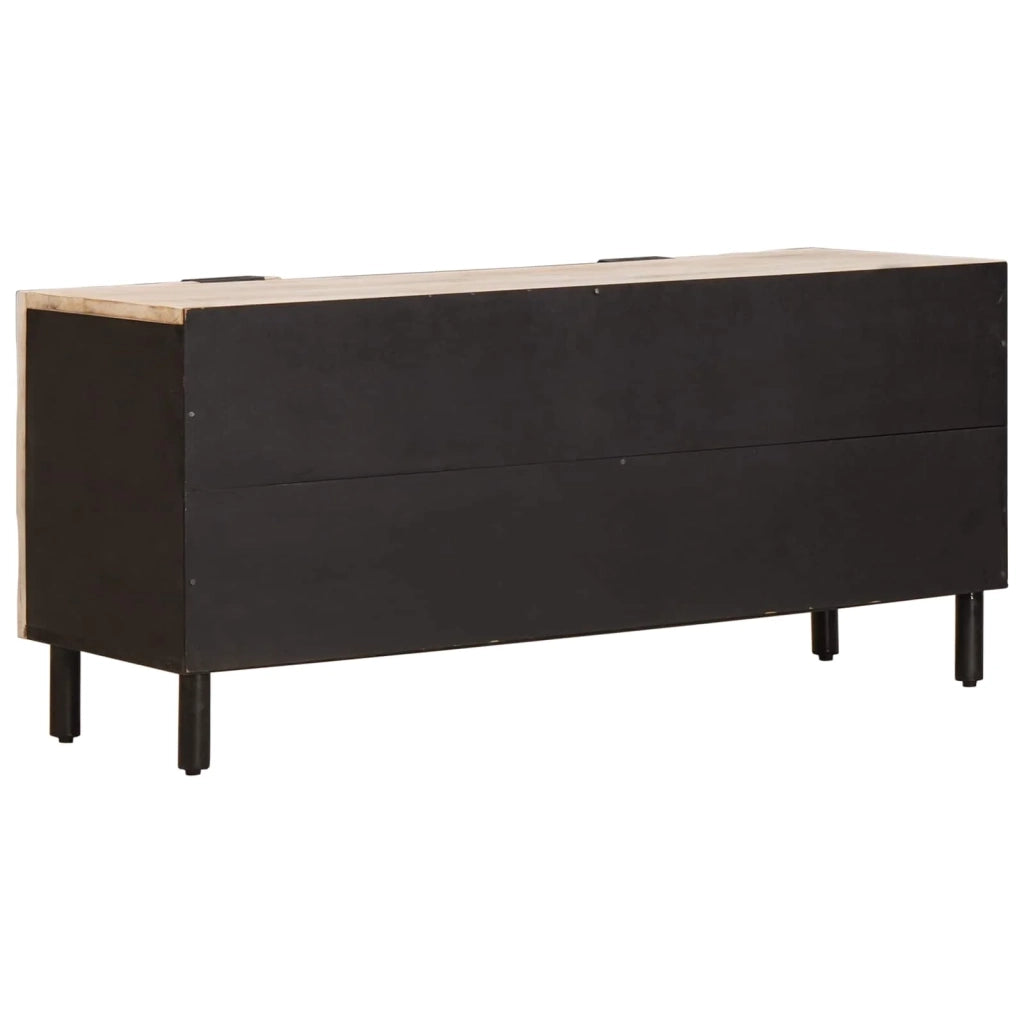 Mobile TV moderno con cassetto e contenitore 105 x 33 x 46 cm legno massello di mango bianco 02_0057766