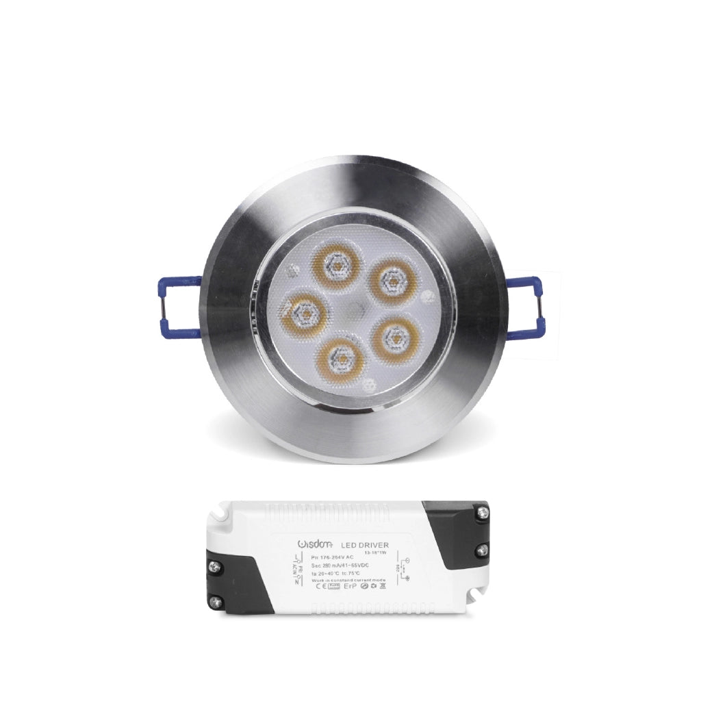 Faretto da incasso led orientabile con vetro opacizzato 5w 3000K luce calda
