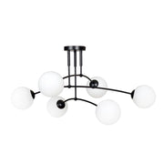 Lampadario Emibig Pregos 6 nero vetro bianco 6xE14