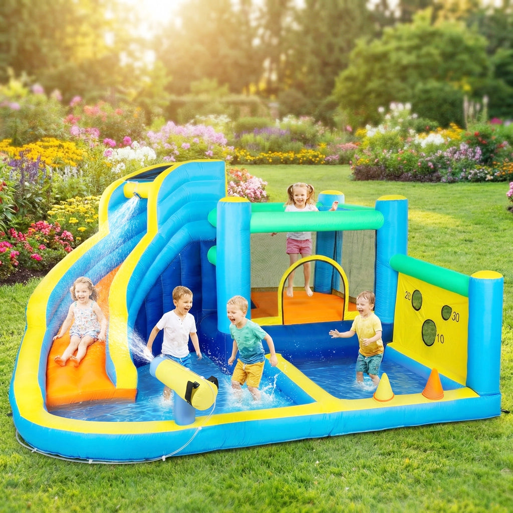 Castello gonflabile ¨C zephmum ¨C parco acquatico con toboga e trampolino, multicolore