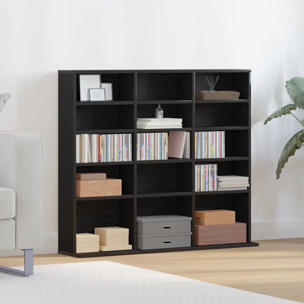 Mobile Porta CD Rovere Nero 100x23x89,5 cm Legno Multistrato 862481