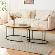 Set Niederlande di 2 Tavolini Sovrapponibili - Effetto Rovere / Nero [en.casa]