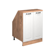 Mobile cucina sottotetto R-Line Bianco rustico/Rovere dorato 60 cm con 2 porte, carcassa 60 cm profondità Vicco