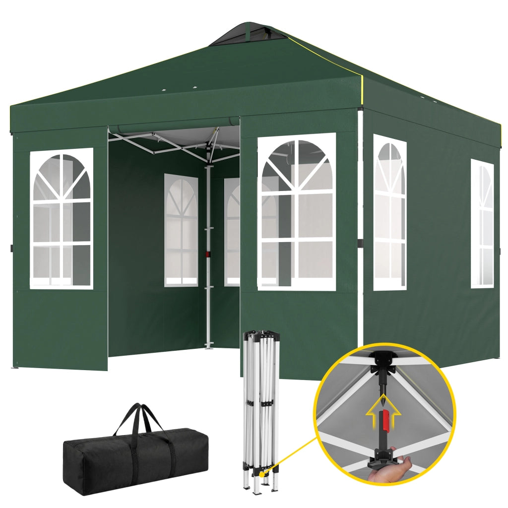 Tenda da Giardino Pieghevole 3x3 m ¨C Zephmum ¨C Verde con UPF50+ 4 Laterali e Borsa