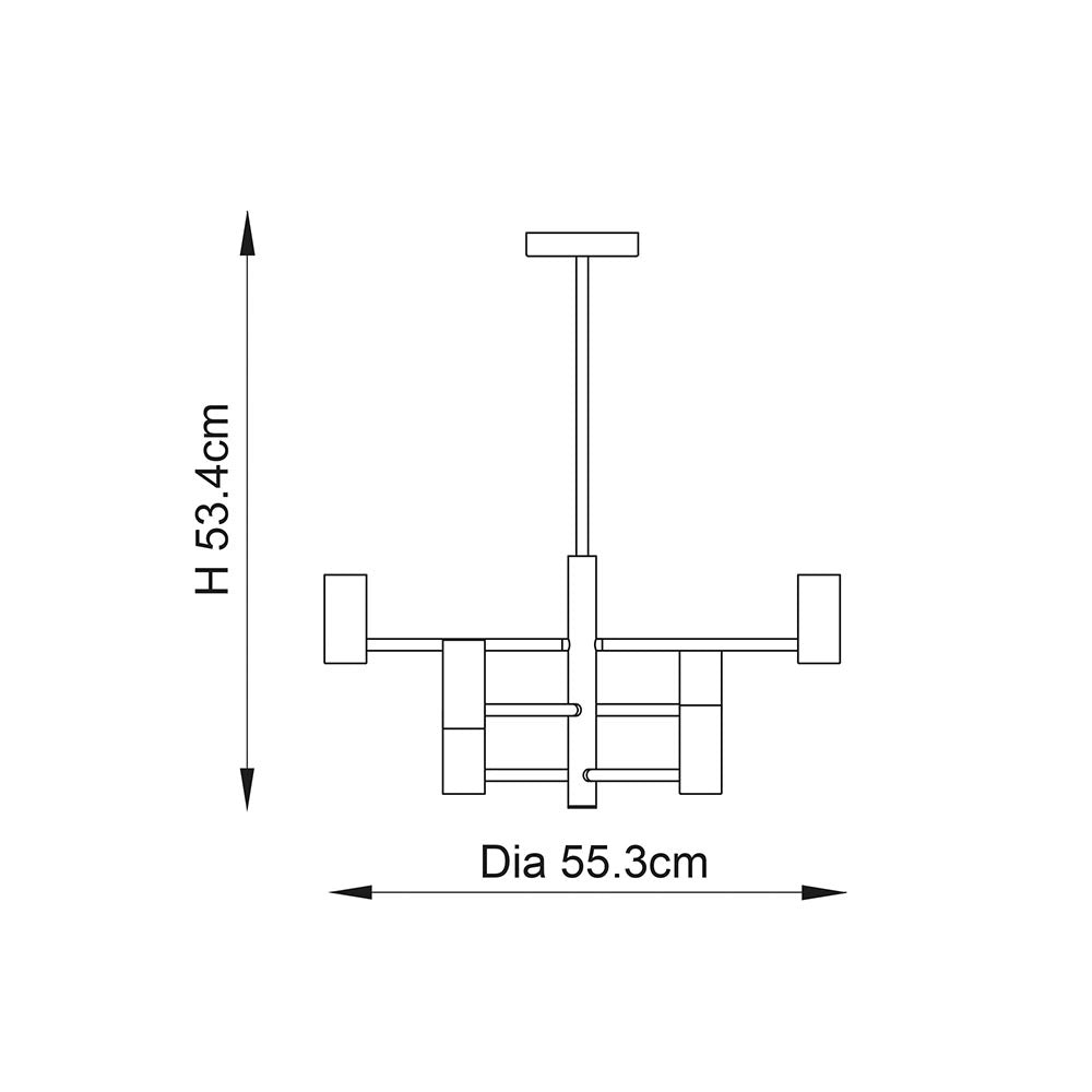 Plafoniera industriale nera opaca asimmetrica 6xE27 Endon
