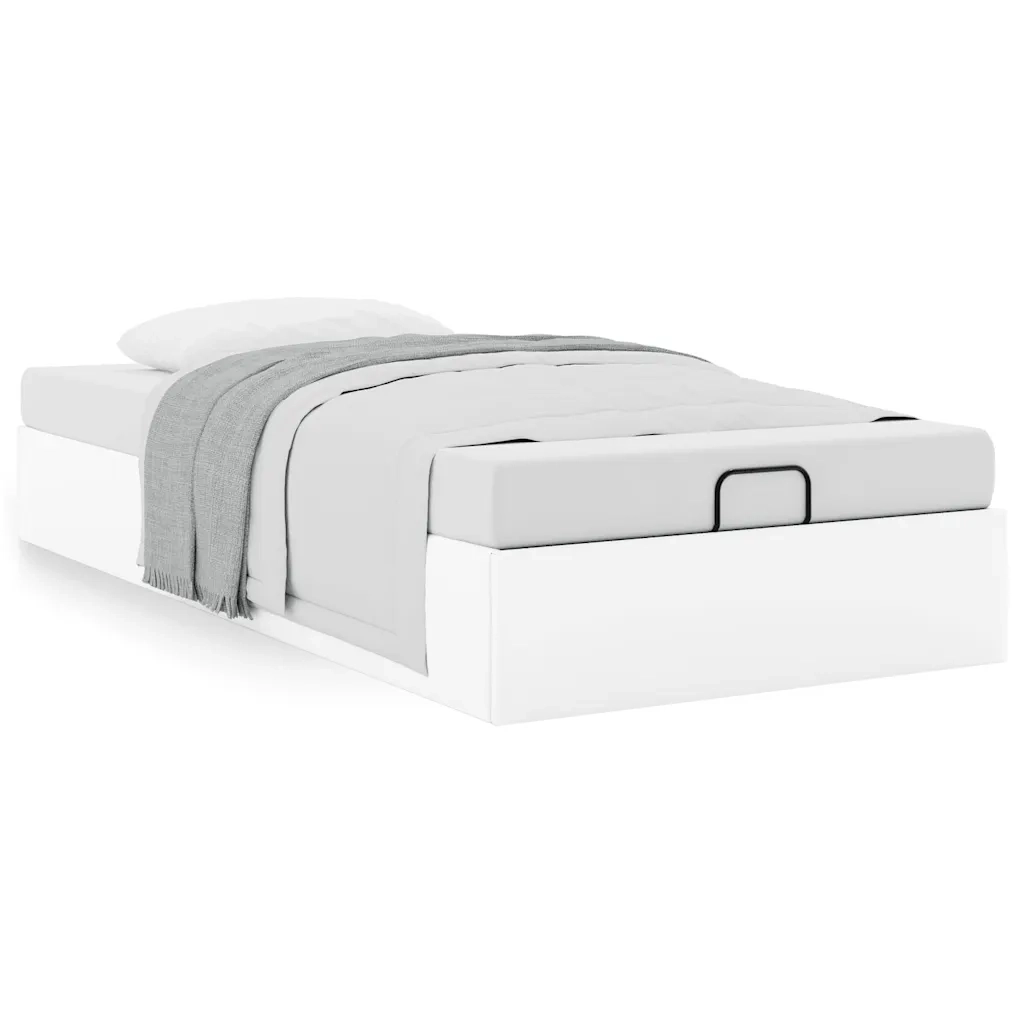 Struttura Letto Pouf senza Materasso Bianco 90x200cm Similpelle 3310780