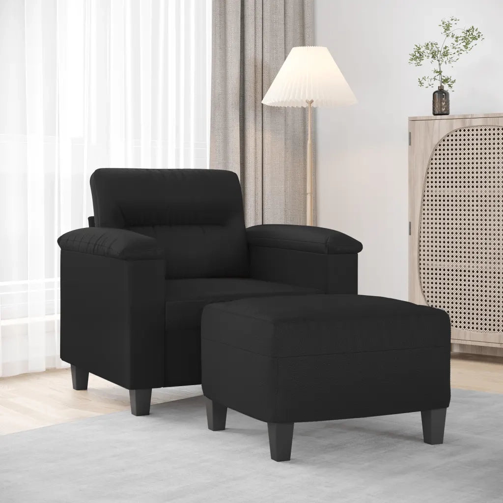 Poltrona con Poggiapiedi Nero 60 cm in Similpelle 3201237