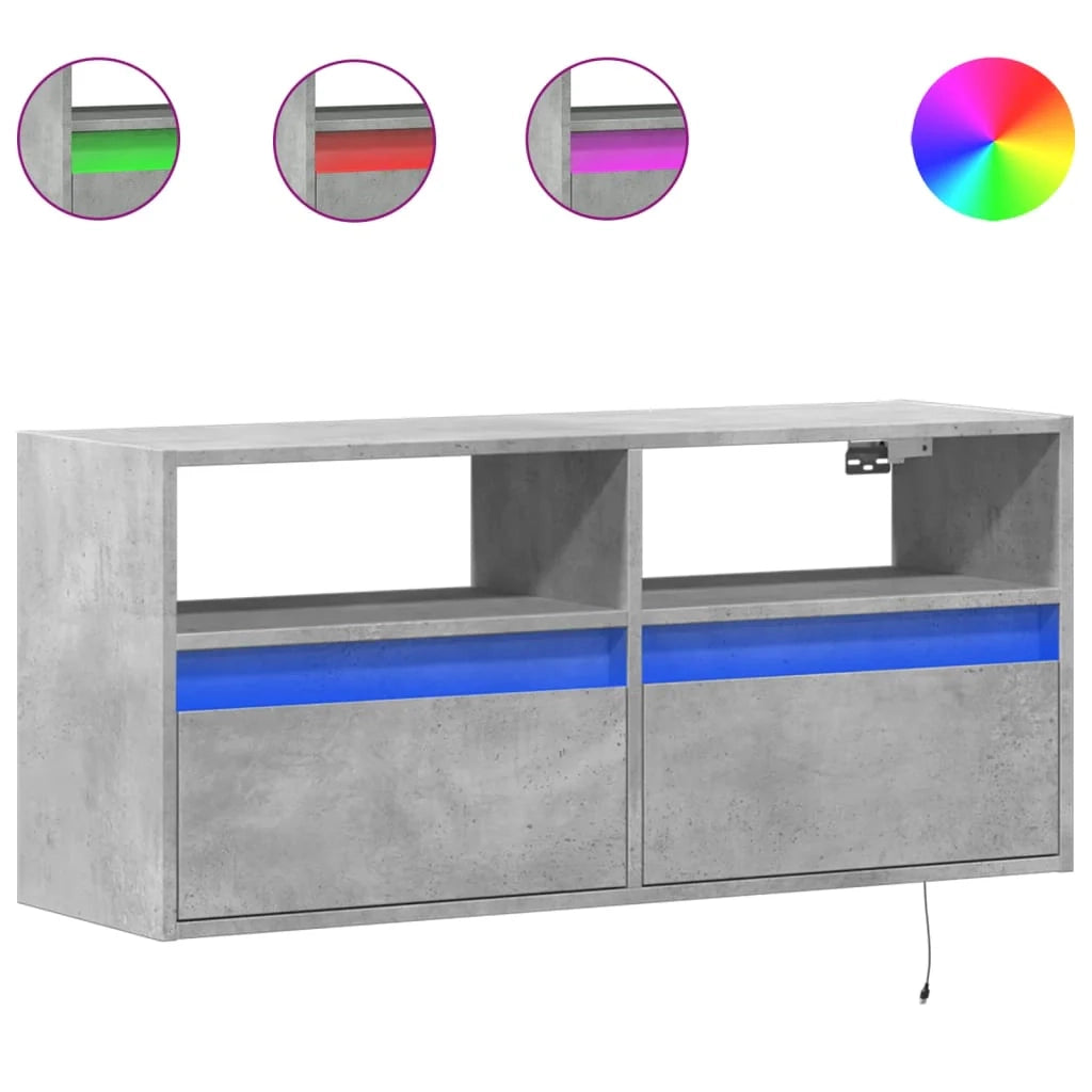Mobile TV multimediale scaffale TV credenza mobile TV sala da pranzo soggiorno camera da letto mobile da parete con luci LED 100 x 31 x 45 cm grigio 02_0027846