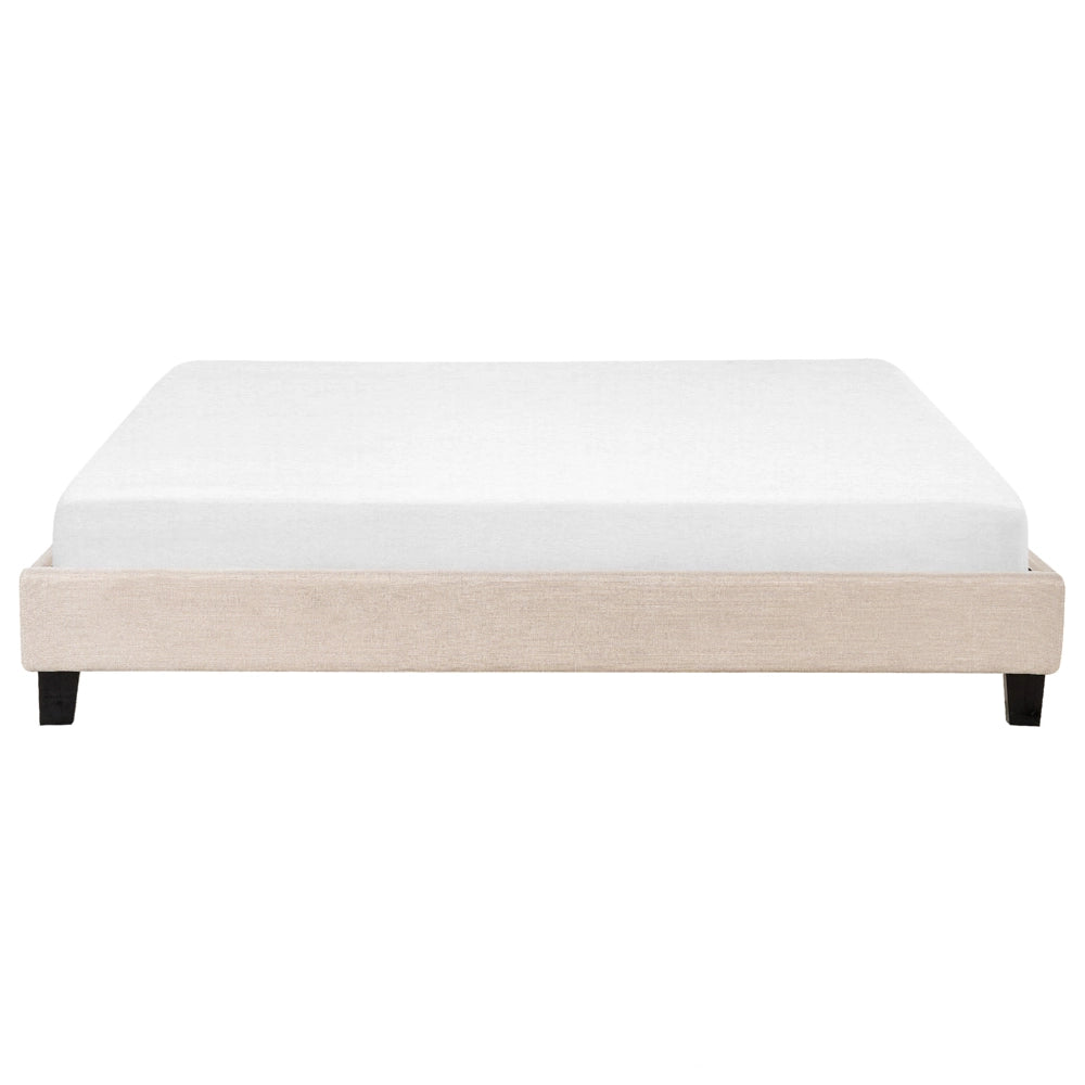 Letto 180 x 200 cm in tessuto beige con rete a doghe senza testiera