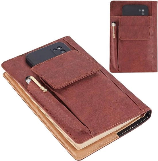 Protezione per libri - Copertina per libri - Herbruikbaar - Marrone - Blocchi note - Portafogli per denaro - Accessori - Adatto per formato A5 - Protezione extra per copertina in pelle PU marrone