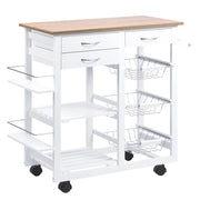 Carrello da cucina multifunzione con cassetti e cestini ¨C zephmum ¨C 92x37x82 cm bianco