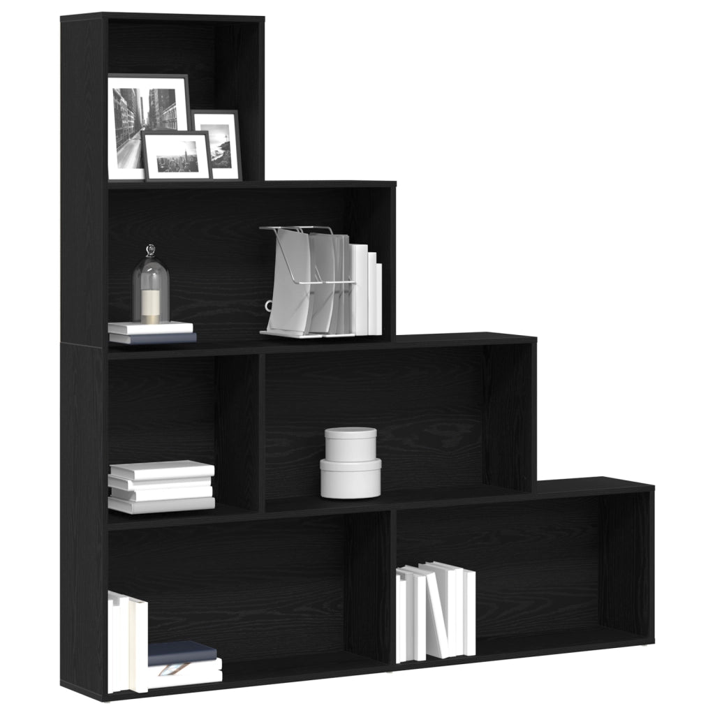 Libreria/Paravento Nero Rovere 155x24x160cm Legno Ingegnerizzato