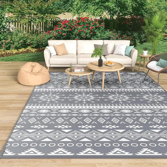 Tapijt perpendicolare impermeabile da giardino 180 x 270 cm - Tappeto leggero boho per esterni e interni