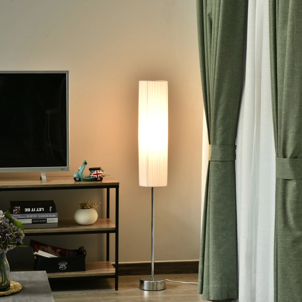 Lampada da Terra Moderna ¨C Xylo ¨C Base Acciaio Inox, 2xE27, 120cm, Bianco