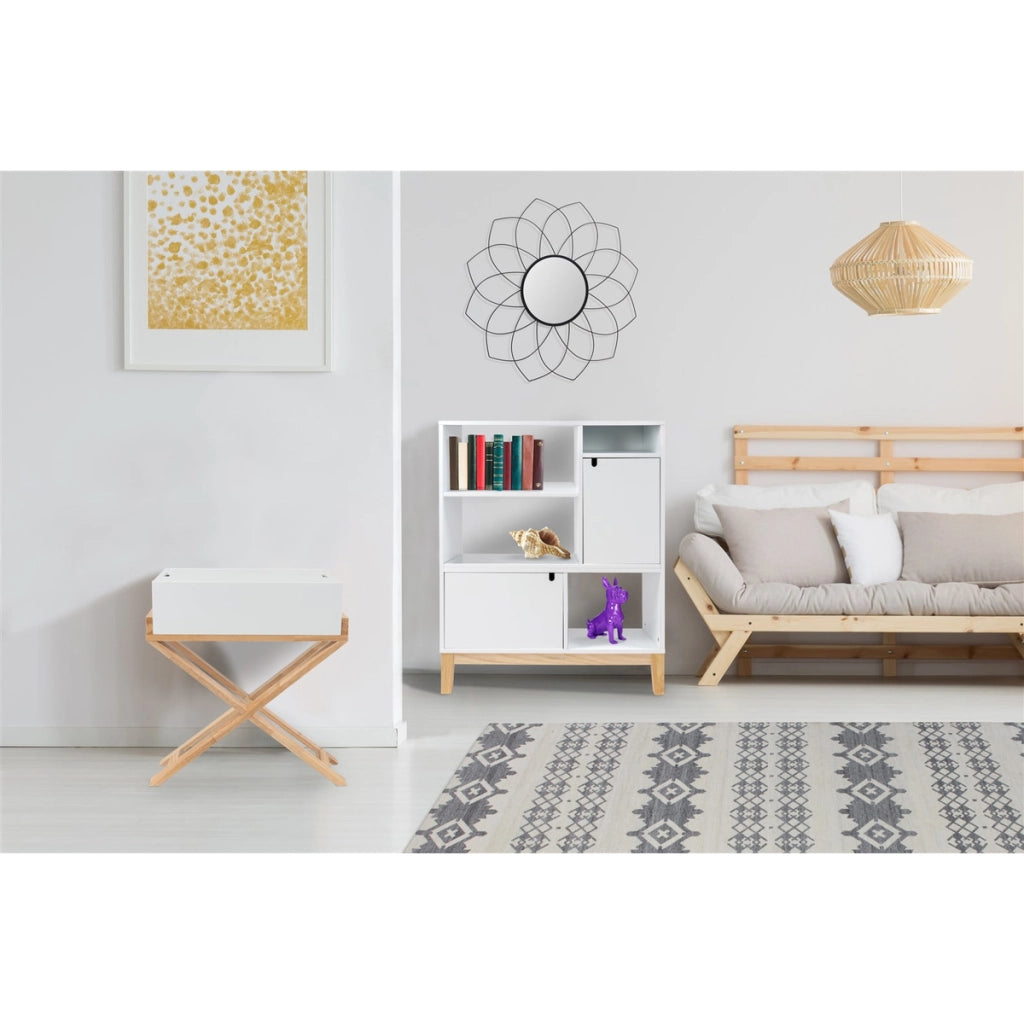 Mobiletto Valerie in legno di caucciu' e MDF bianco