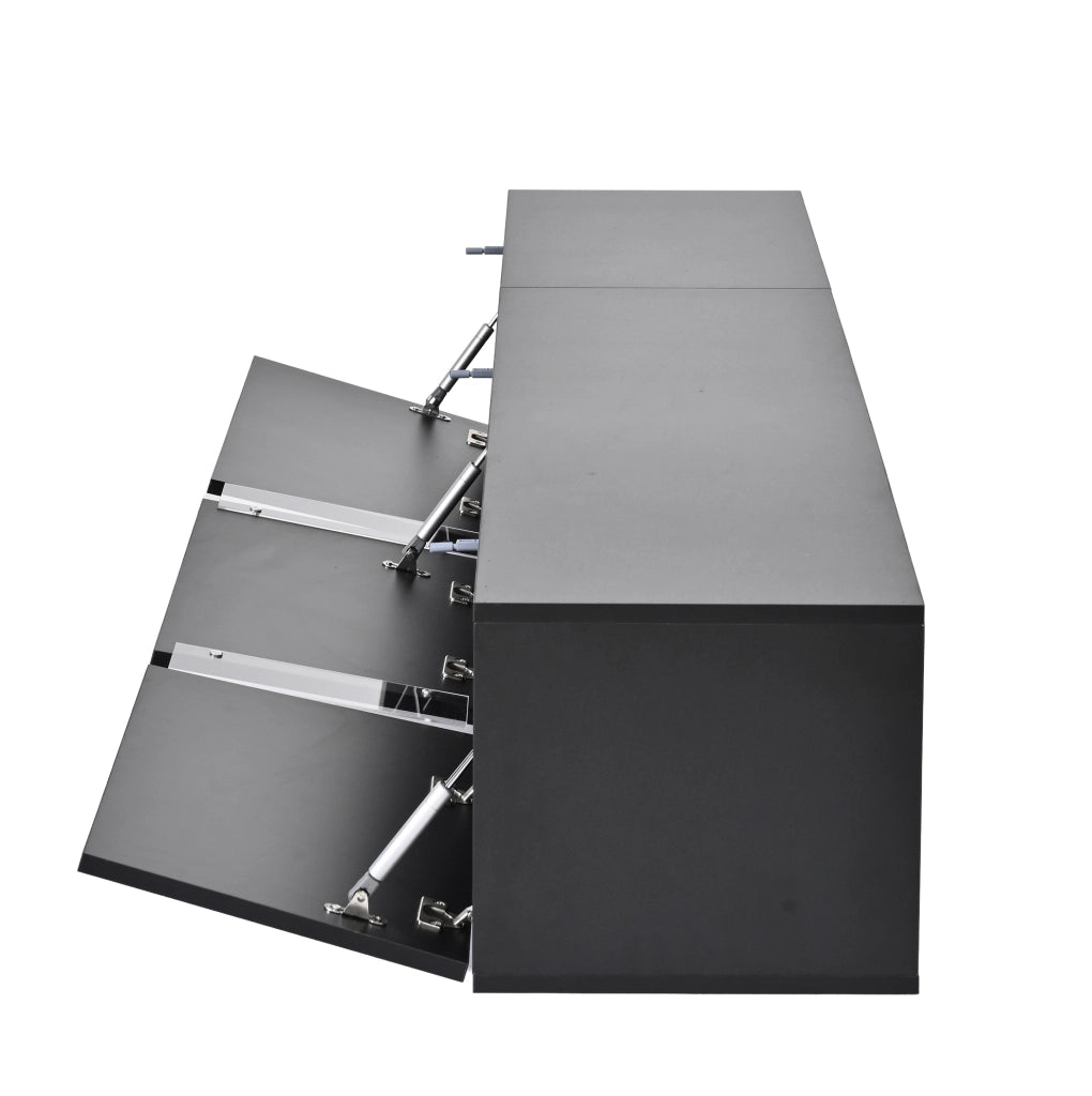 Mobile TV sospeso 180x35x30 cm con LED controllate da app; 3 ante ribaltabili; in truciolare; nero