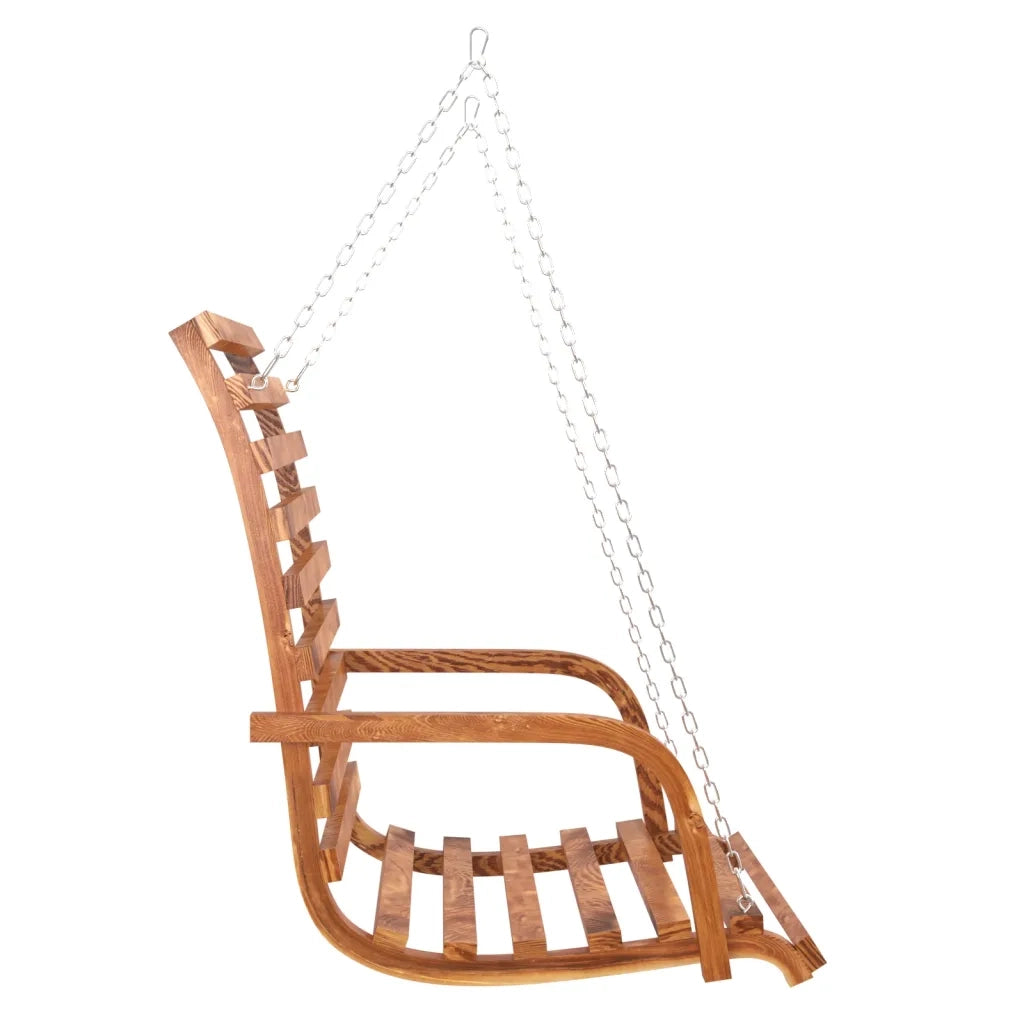 Panca a Dondolo con Tetto Massello di Abete Finitura in Teak 3200628