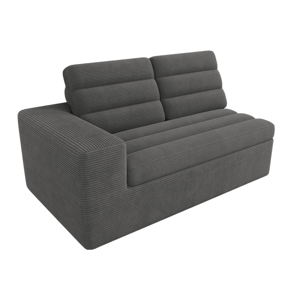 Divano angolare modulare a L 253x161x89 cm in corduroy; grigio scuro