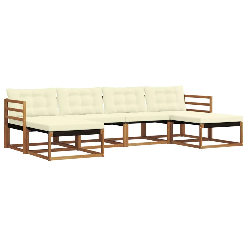Set di divani da esterno con cuscino 6 pcs Naturale e Crema