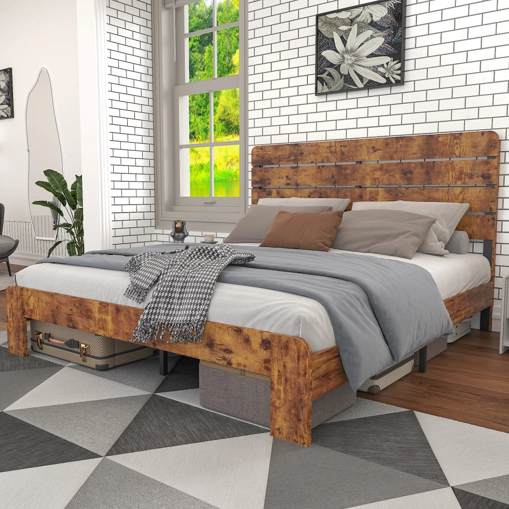 Letto matrimoniale 140 × 200 cm con testiera contrastante, gambe arrotondate e struttura in metallo, senza materasso