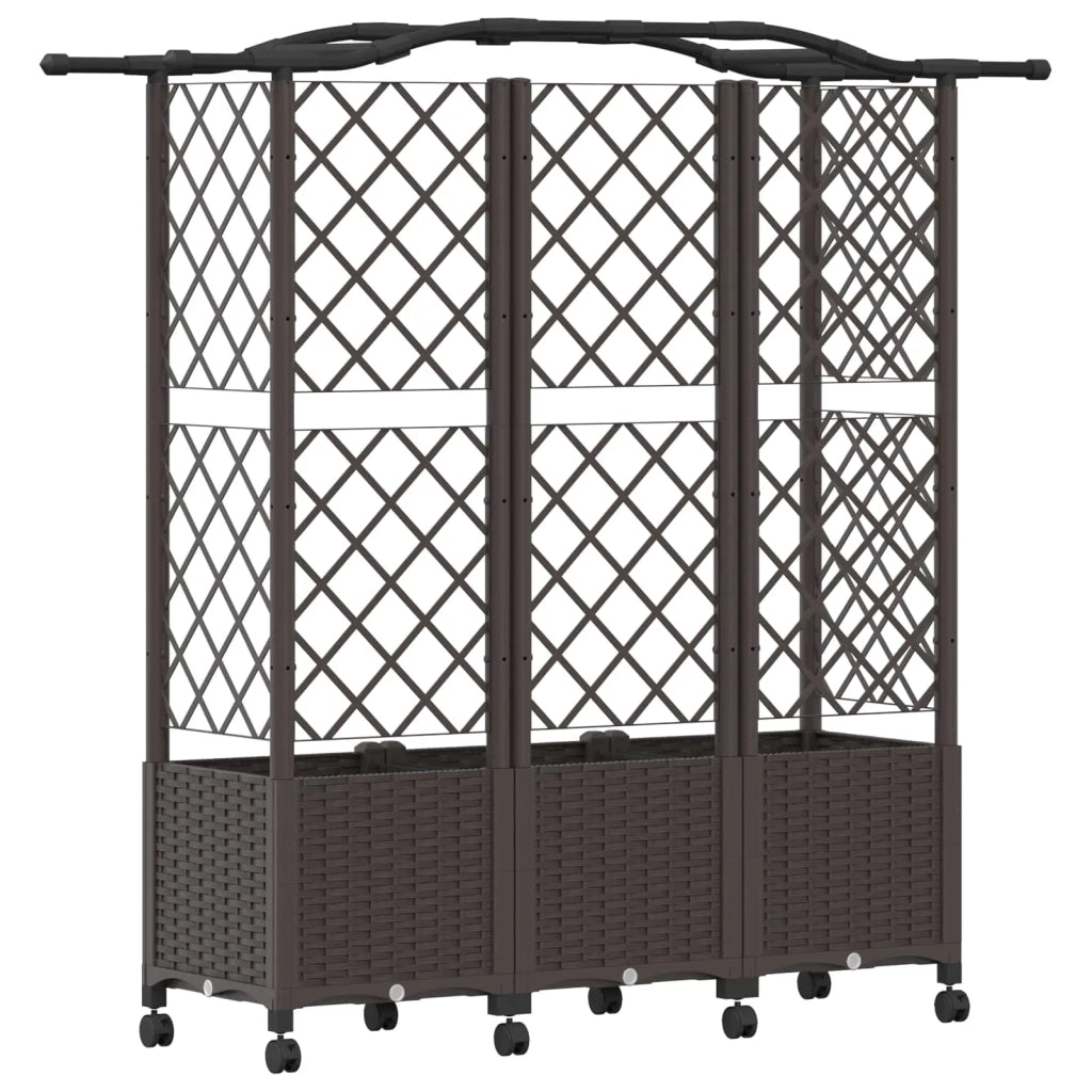 Letto Rialzato con Griglia e Tetto Marrone 163 x 40 x 144 cm PP 3423108