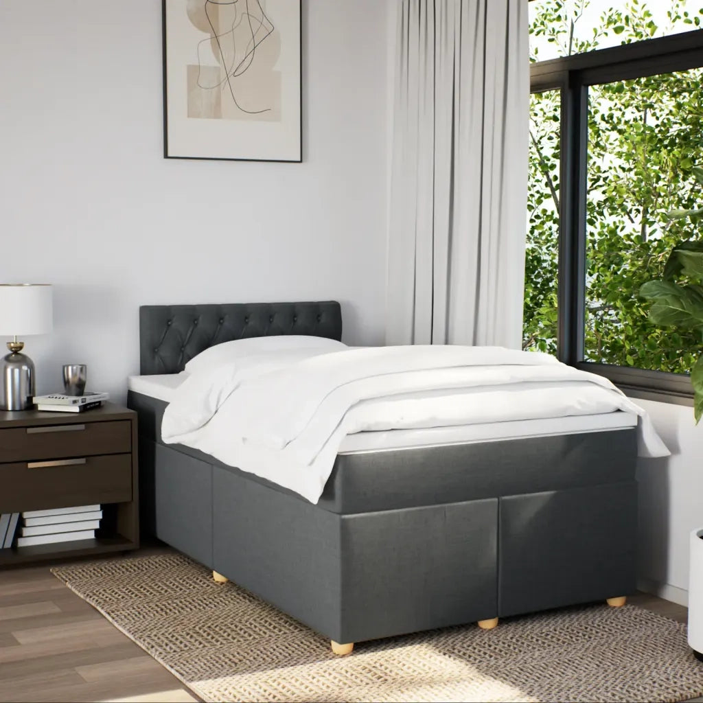 Giroletto a Molle con Materasso Grigio Scuro 120x200 cm Tessuto