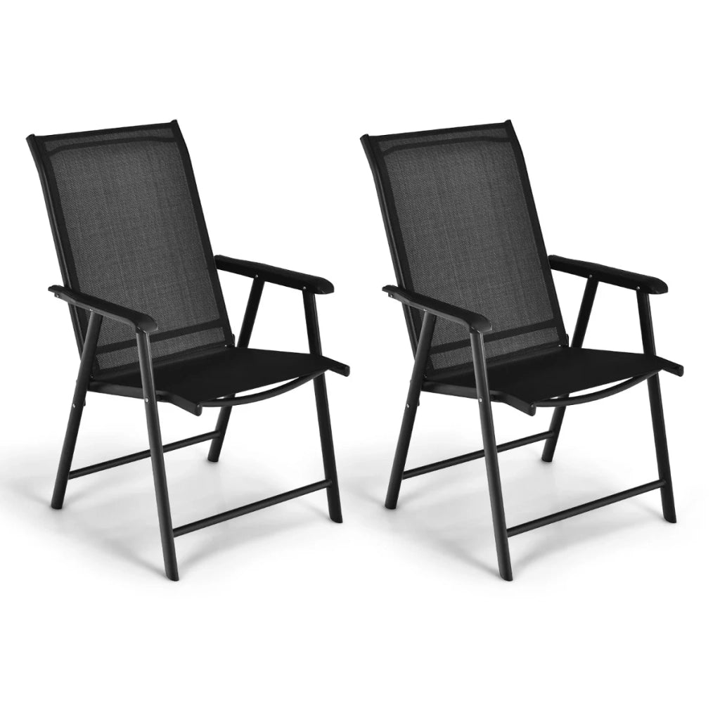 Set di 2 sedie da giardino pieghevoli 59 x 54 x 95 cm comode ed ergonomiche design semplice in ferro nero 20_0012450