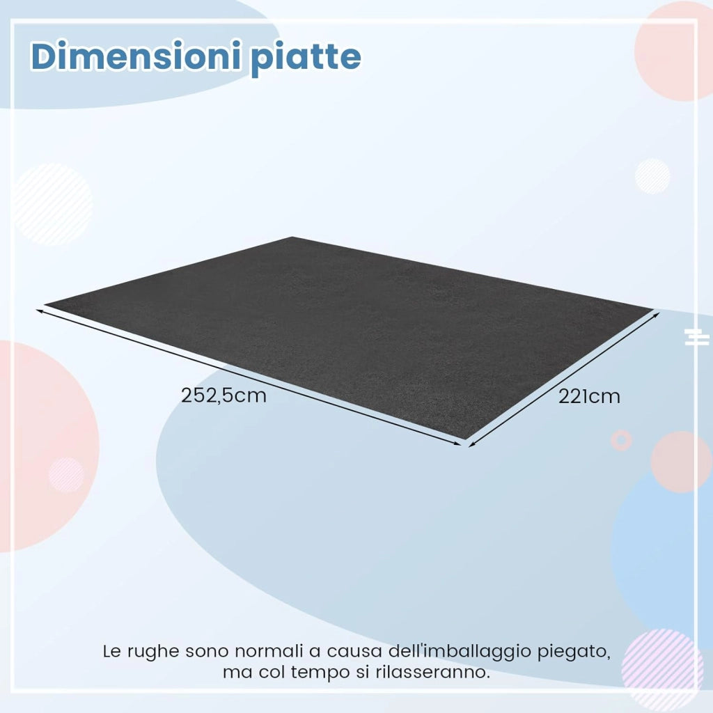 Tappetino per Pavimento del Garage, 252,5 x 221 CM, Assorbente per Perdite d'olio, Riutilizzabile e Lavabile, Protegge il Pavimento del Garage e della Bottega, Fondo Antiscivolo e Impermeabile