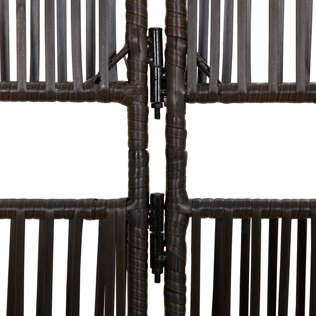 Divisorio per Ambienti | Divider per stanze | Paravento a 5 Pannelli Marrone in Polyrattan